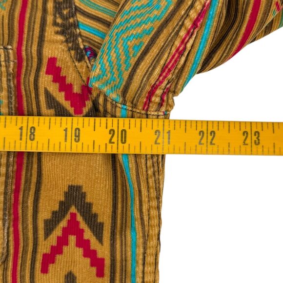 Territory Ahead Men's Aztec Southwest Corduroy Stripe Shirt Tan/Turquoise Small - Picture 11 of 12